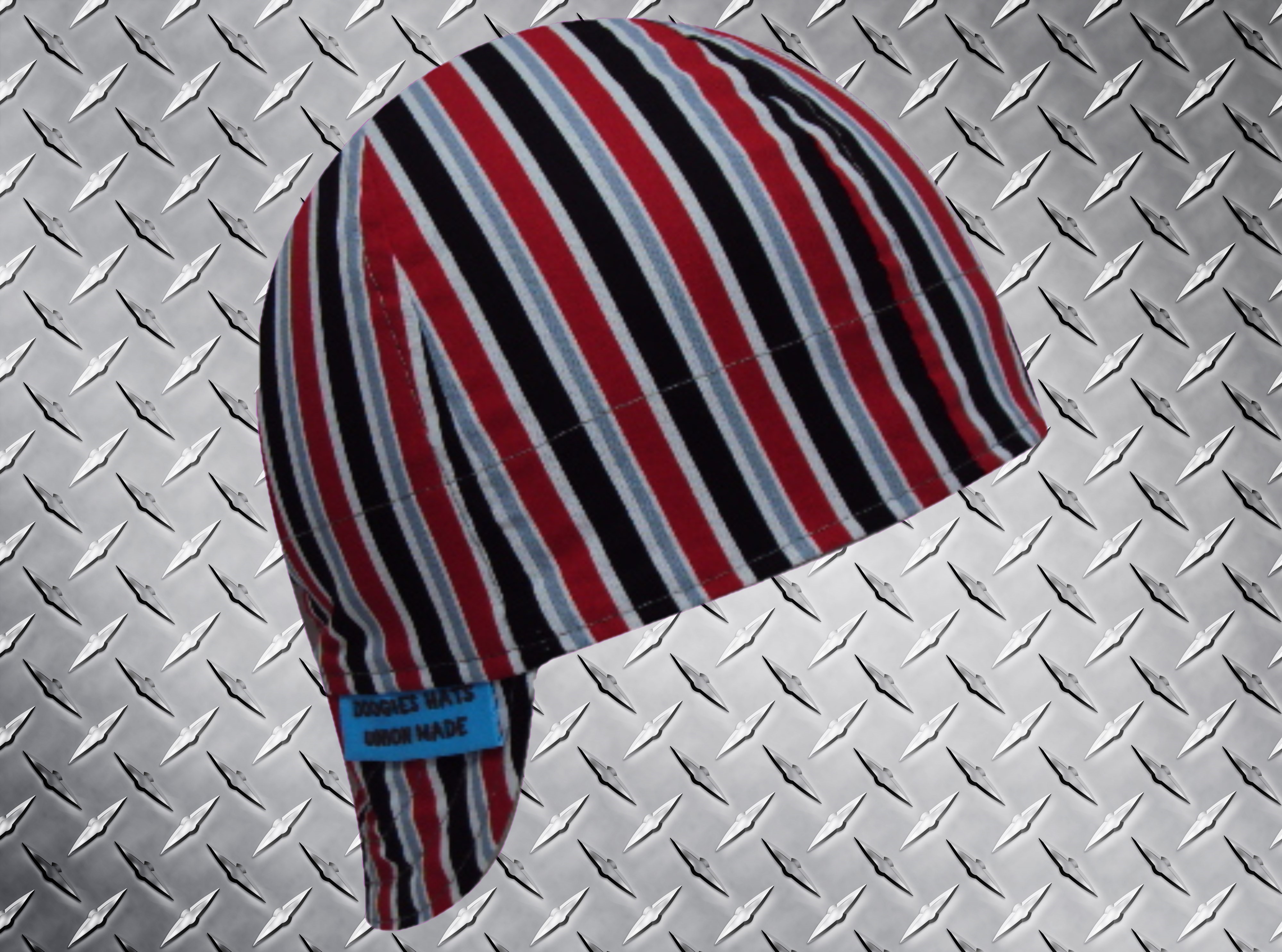 Red and Black Stripes Welding Hat
