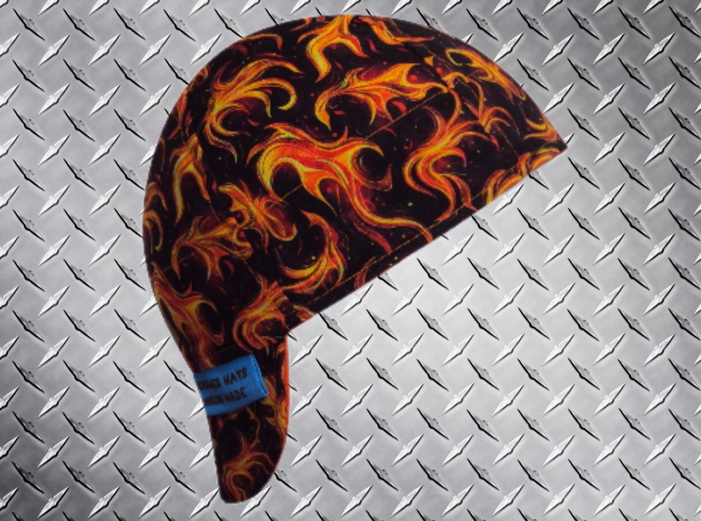 Orange Flame Welders Cap