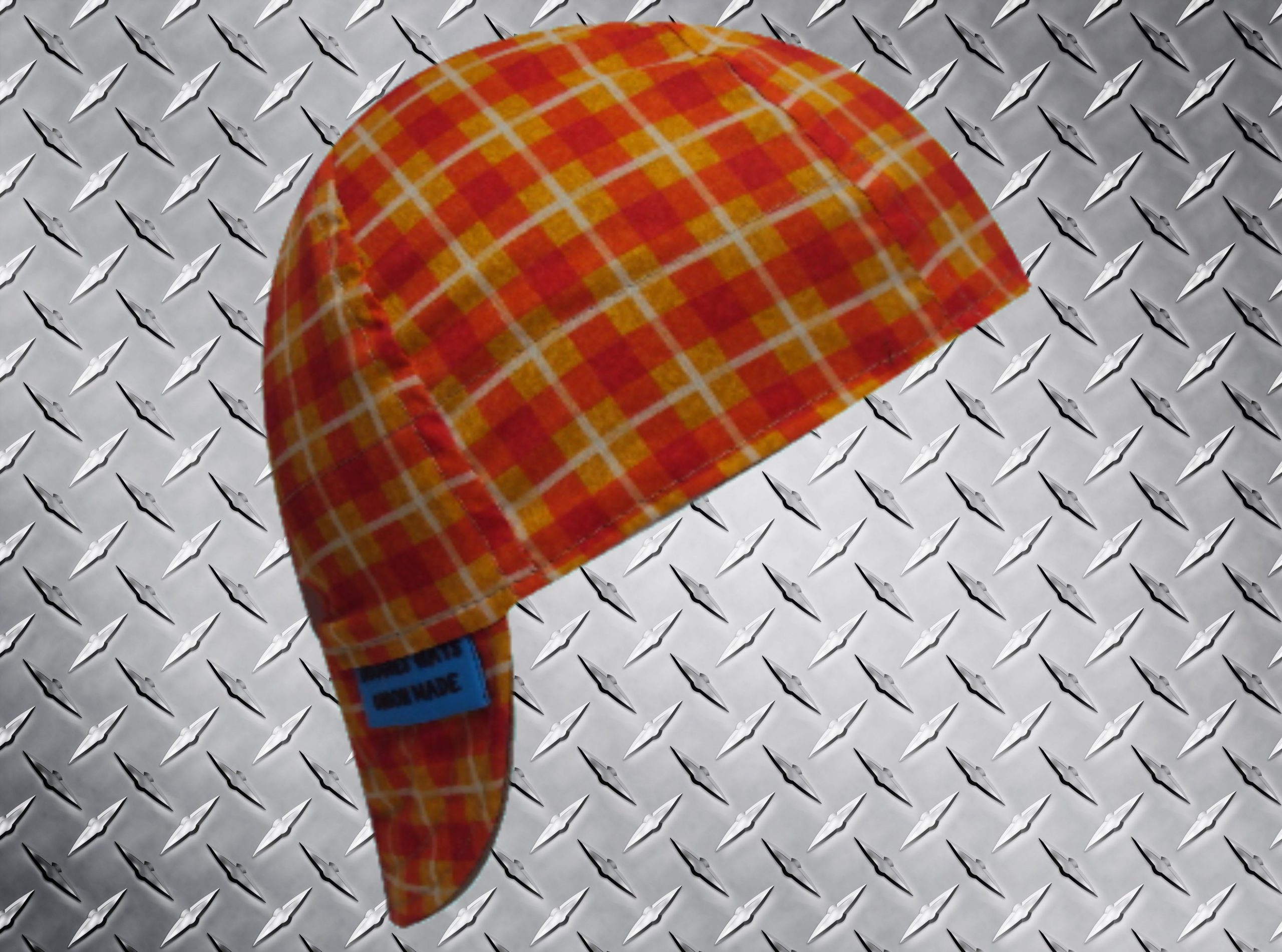 Orange Plaid Welding Cap