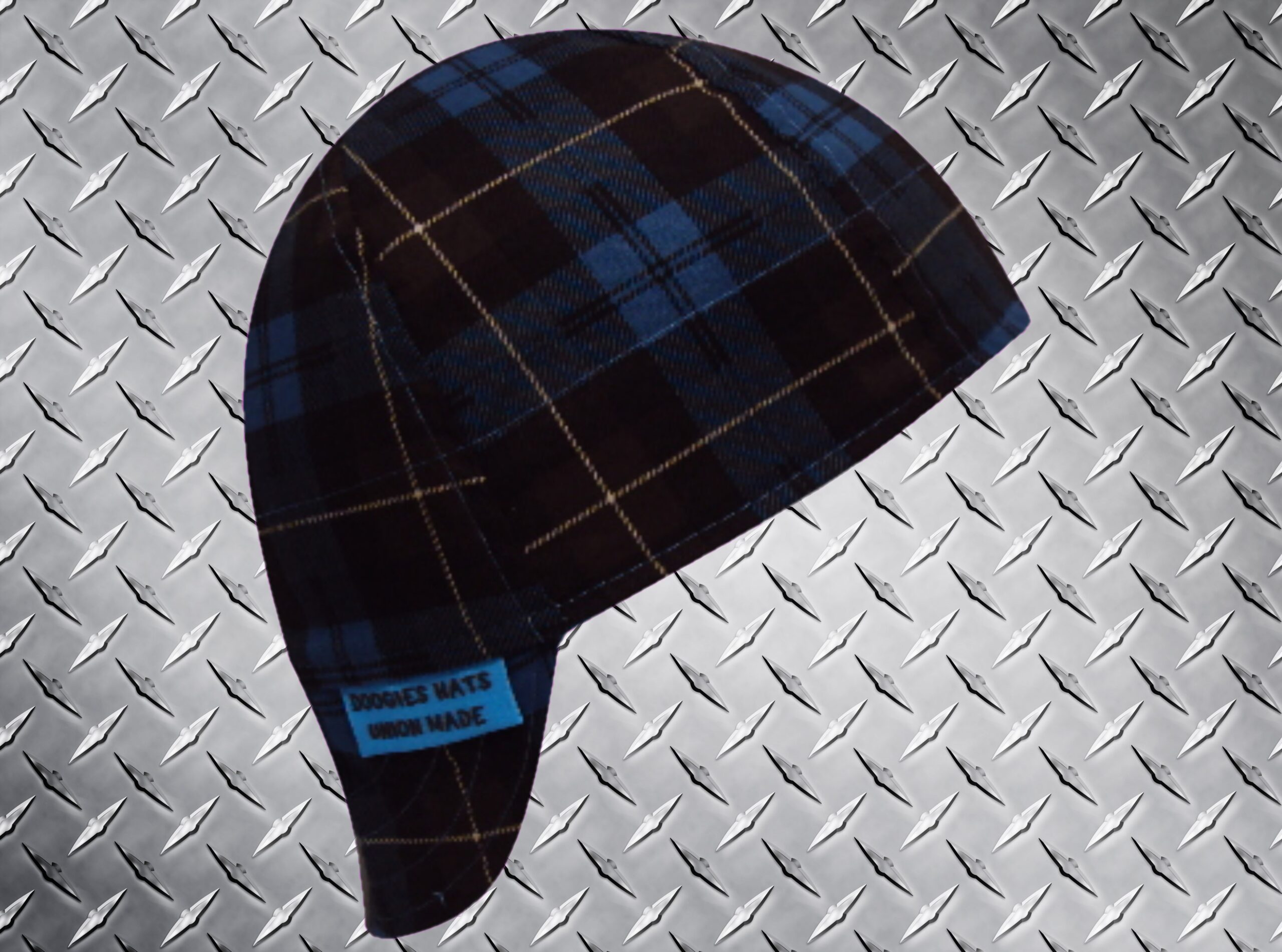 Blue Brown Plaid Welding Hat